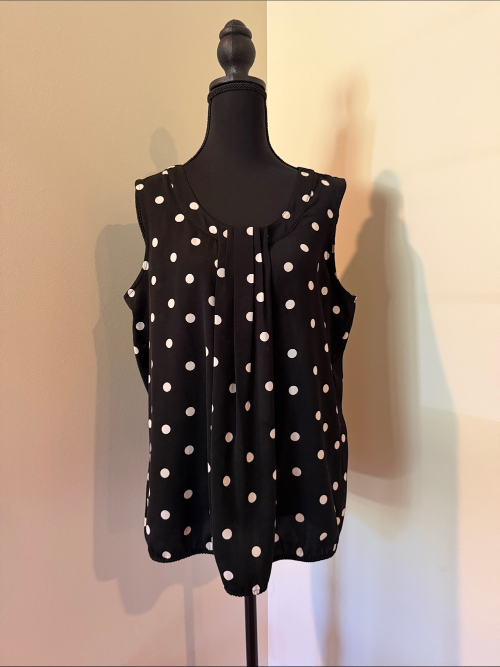 LOFT Black Polka Dot Sleeveless Camisole with White Dots